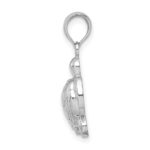 14K White Gold 2-D Textured Sea Turtle Charm - Image 2