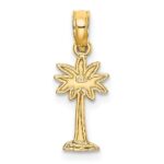 14K 2-D Textured Mini Palmetto Palm Tree Charm - Image 4