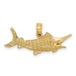 14K Textured 2-D Marlin Fish Charm
