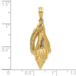 14K Polished Elongated Shell Charm - Image 3