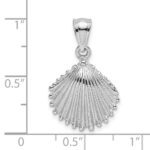 14K White Gold Textured Scallop Shell Charm - Image 4