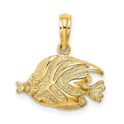 14K Polished Textured Bannerfish Charm