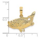 14K 2-D Bass Fish with Tail Up Charm - Image 3