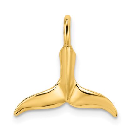 14K Small 3-D Polished Whale Tail Chain Slide