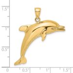 14K Polished and Textured Jumping Dolphin Charm - Image 3