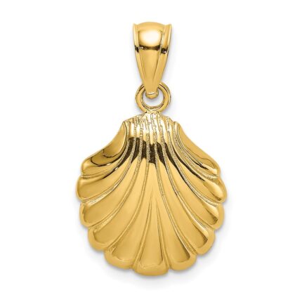 14K Polished 2-D Scallop Shell Charm