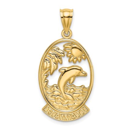 14K HAWAII with Dolphin Sunset Scene Charm