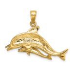 14K 2-D Two Swimming Dolphins Charm - Image 4