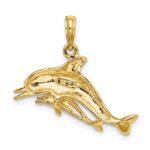 14K 2-D Double Dolphins Swimming Charm - Image 4