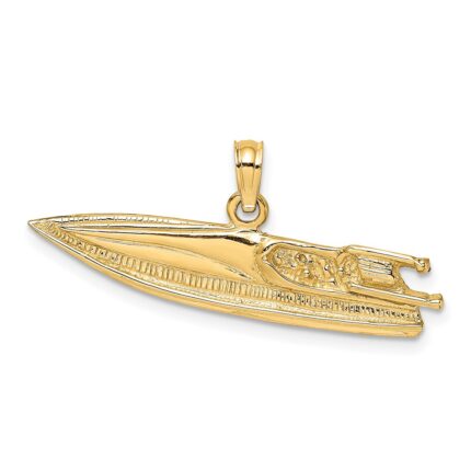 14K 2-D Textured Speed Boat Charm
