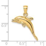 14K 3-D Polished and Textured Jumping Dolphin Charm - Image 3