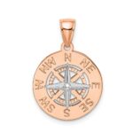 14K Rose and White Gold Medium Nautical Compass Pendant