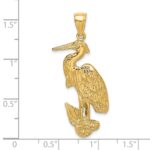 14K Textured Standing Egret Bird Charm - Image 3