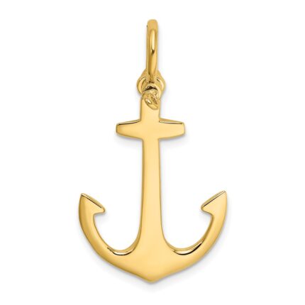 14K 3-D Polished Anchor Charm