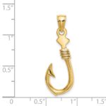14K 3-D Large Fish Hook with Rope Charm - Image 3