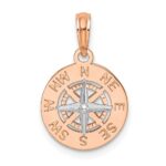14K Rose and White Gold Mini Nautical Compass Pendant