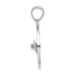 14K White Gold Nautical Compass with Moveable Needle Charm - Image 2