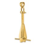 14K Large 3-D Fluke-Style Anchor with Moveable Fins Pendant - Image 5