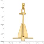 14K Large 3-D Fluke-Style Anchor with Moveable Fins Pendant - Image 3