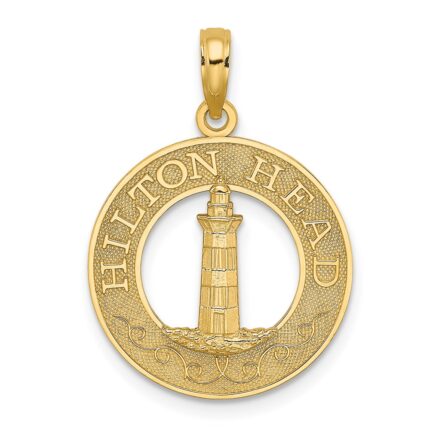 14K HILTON HEAD Lighthouse Round Charm