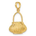 14K 3-D Moveable Handle Flower Basket Charm - Image 5