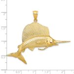 14K Large 3-D Polished and Satin Sailfish Charm - Image 3