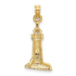 14K 2-D Polished and Textured Lighthouse Charm - Image 4