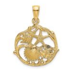 14K Shell Cluster In Circle Charm