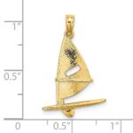 14K 3-D Textured Windsail Surfing Board Charm - Image 3