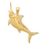 14K Large 3-D Satin and Polished Marlin Charm - Image 4