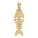 14K 3-D Polished and Textured Fishbone Charm