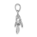 14K White Gold 3-D Polished Swimming Manatee Charm - Image 2