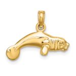14K 3-D Polished Swimming Manatee Charm - Image 4