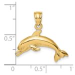 14K Textured and Polished Dolphin Jumping Charm - Image 3