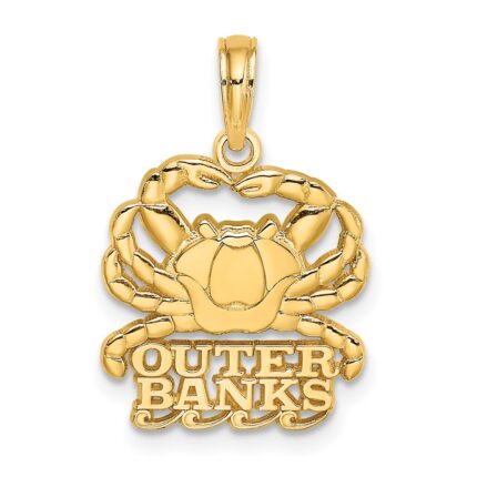 14K Polished OUTER BANKS Crab Charm