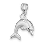 14K White Gold 3-D Dolphin Jumping Charm - Image 5