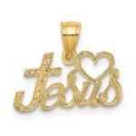 14K HEART JESUS Script Charm