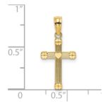 14K Textured with Center Heart Small Cross Charm - Image 3