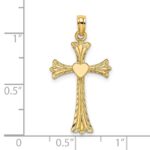 14K Polished and Engraved Cross with Heart Charm - Image 3