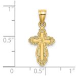 14K Solid Polished and Textured Cross Charm - Image 3