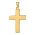 14K Polished Large Block Cross with Open Back Charm