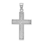 14K White Gold Large Block Cross with Open Back Charm - Image 4