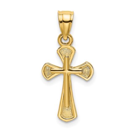 14K Solid Textured Cross Charm