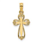 14K Polished and Cut-Out Textured Cross Charm