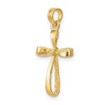 14K 3-D Textured Polished Twisted Cross Charm - Image 5
