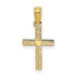 14K Polished Mini Cross with Heart Charm