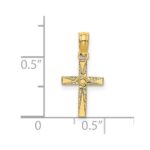 14K Polished and Engraved Mini Cross with Flower Charm - Image 3