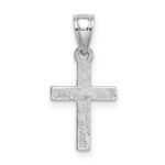 14K White Gold Diamond Shape Center Mini Cross Charm - Image 4