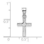 14K White Gold Diamond Shape Center Mini Cross Charm - Image 3