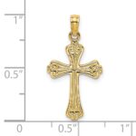 14K Polished Textured Cross Charm - Image 3